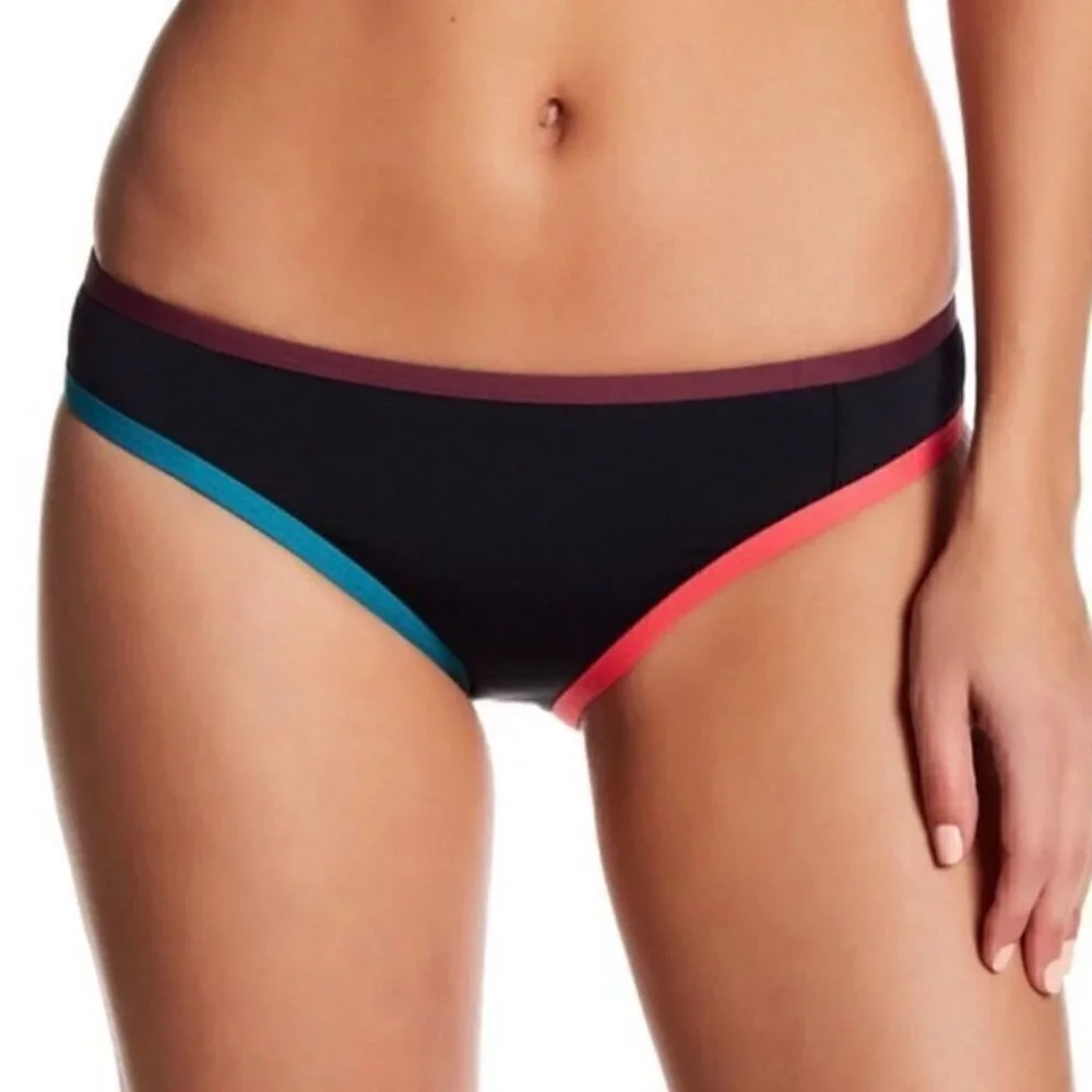 NWT Tavik Jayden Black Color Blocked Bikini Bottom  - Large